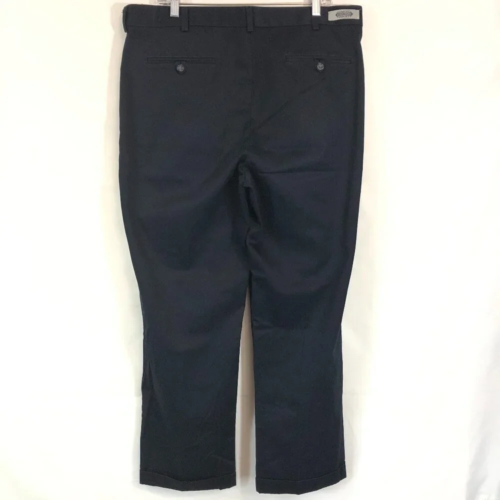 Roundtree & Yorke Black Pleated Cuffed Chino Pants Size 38 X 30